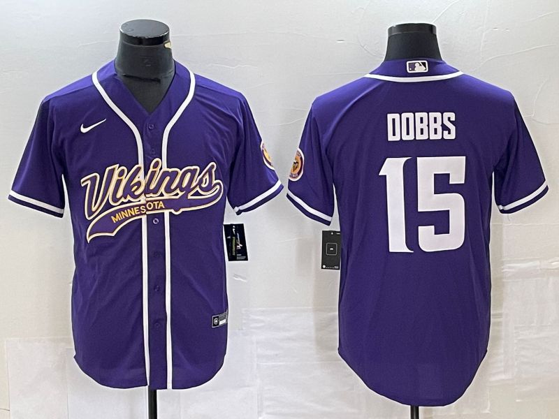 Men Minnesota Vikings 15 Dobbs Purple Nike 2023 Co Branding Game NFL Jersey style 1